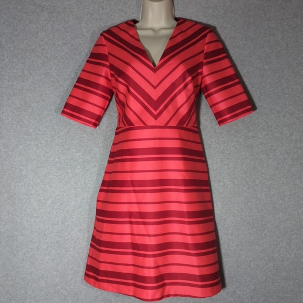 Banana‎ Republic Striped Satin Cocktail Dress Coral/Red 2 Nwt $128 Minimalist